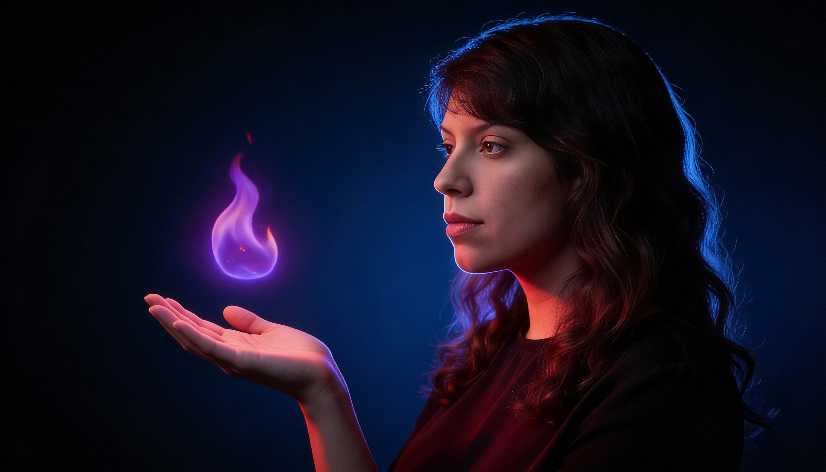 Persona con fuego en la mano